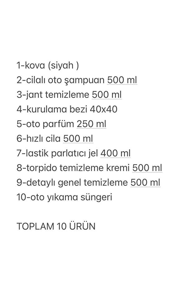 10’lu Süper Set Araba Araç Yıkama Bakım Seti Fırsat Ürünler Oto Bakım Temizlik Seti Kovalı