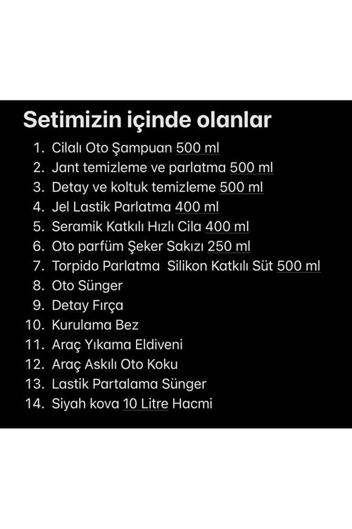 14”lü Efsane Set Oto Bakım Temizlik Seti Kovalı