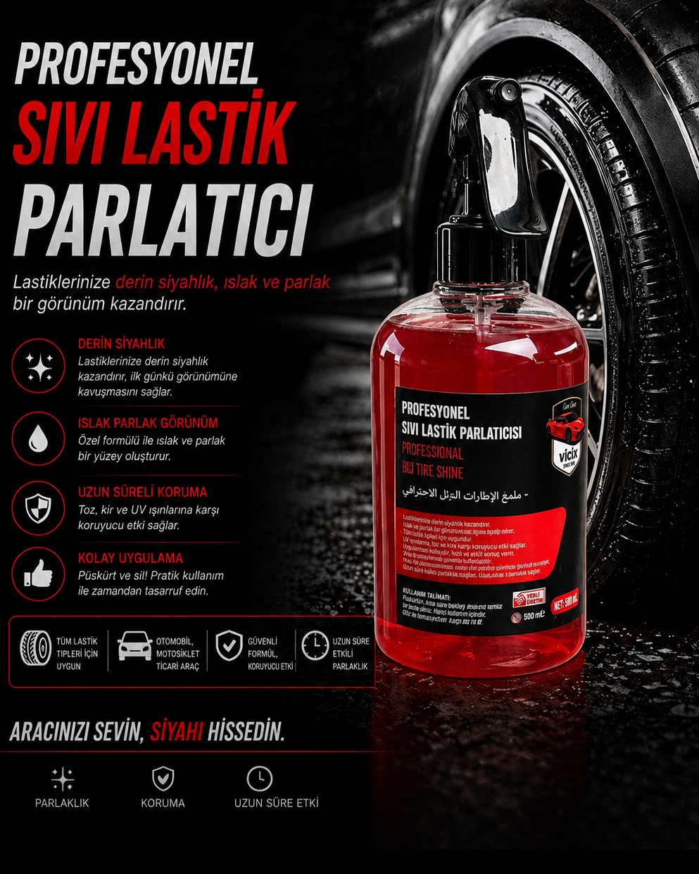Sıvı Lastik Ve Plastik Parlatma 500ml 1 Adet